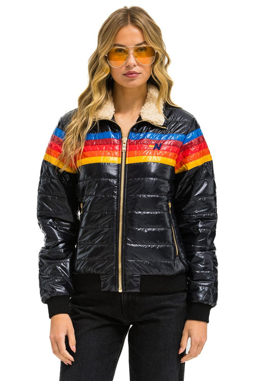 5 STRIPE JACKET - GLOSSY BLACK