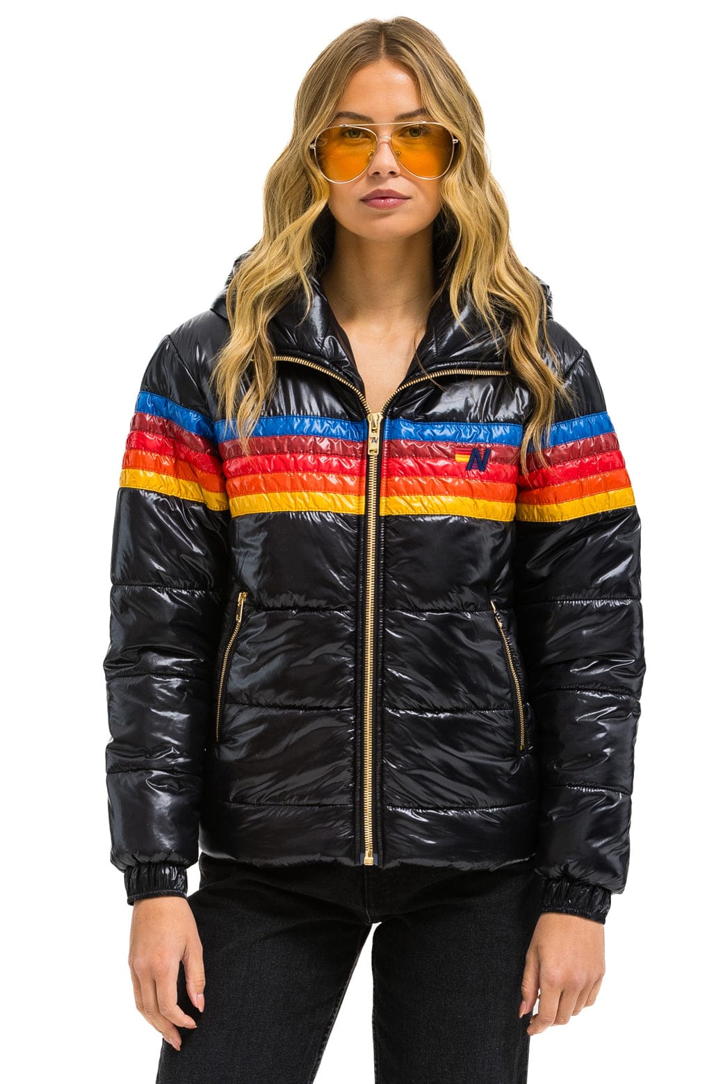 5 STRIPE TREKKER JACKET - GLOSSY BLACK