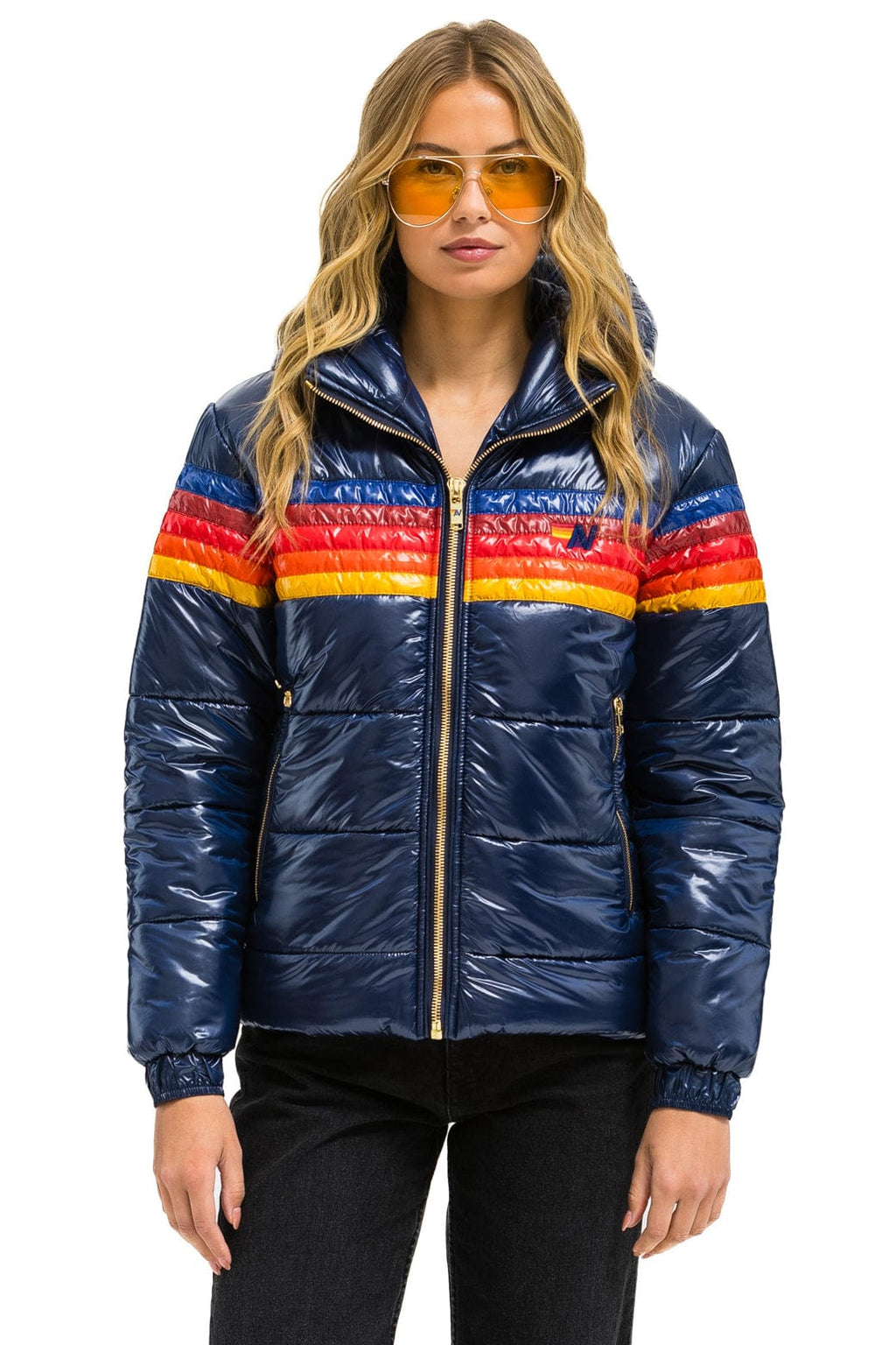 5 STRIPE TREKKER JACKET - GLOSSY NAVY