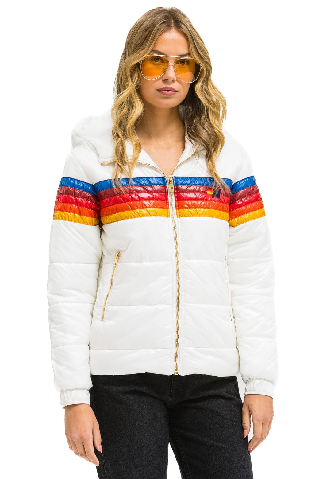 5 STRIPE TREKKER JACKET - GLOSSY WHITE