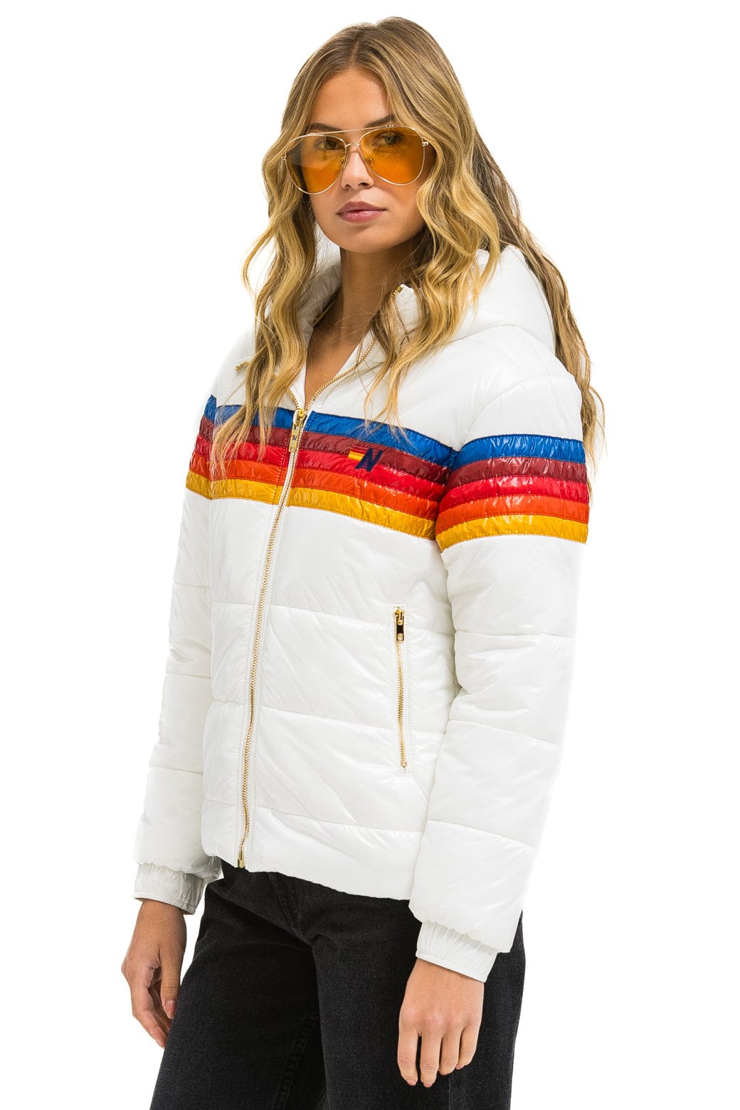 5 STRIPE TREKKER JACKET - GLOSSY WHITE