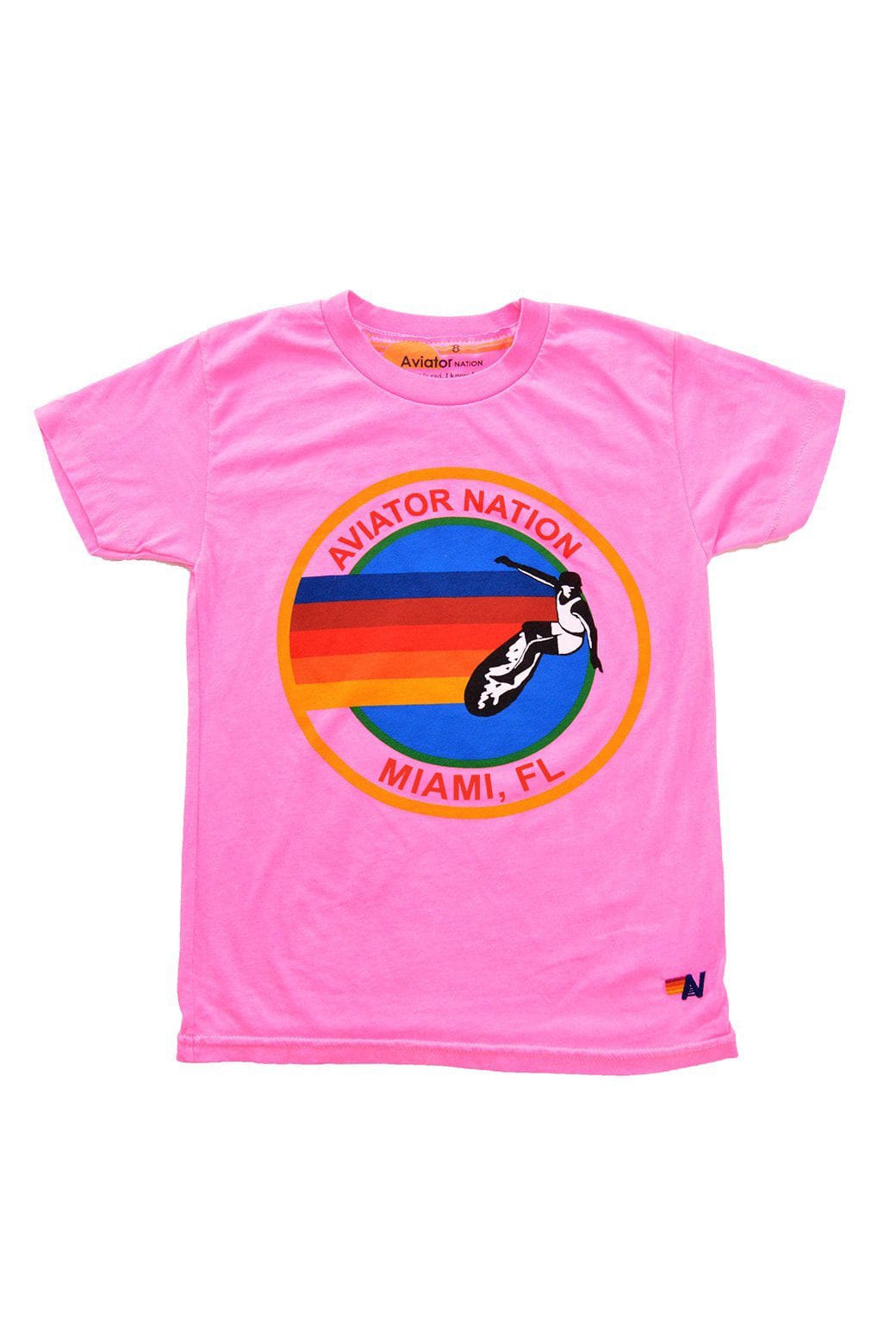 KIDS AVIATOR NATION MIAMI TEE - NEON PINK