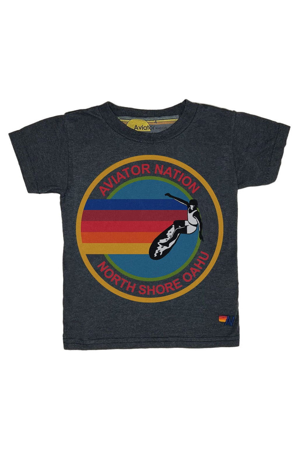 KIDS AVIATOR NATION NORTH SHORE TEE - CHARCOAL