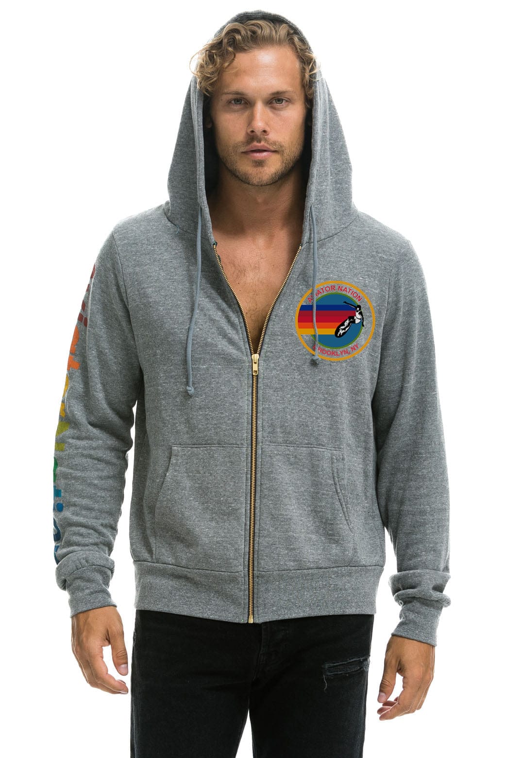 AVIATOR NATION BROOKLYN HOODIE - HEATHER GREY