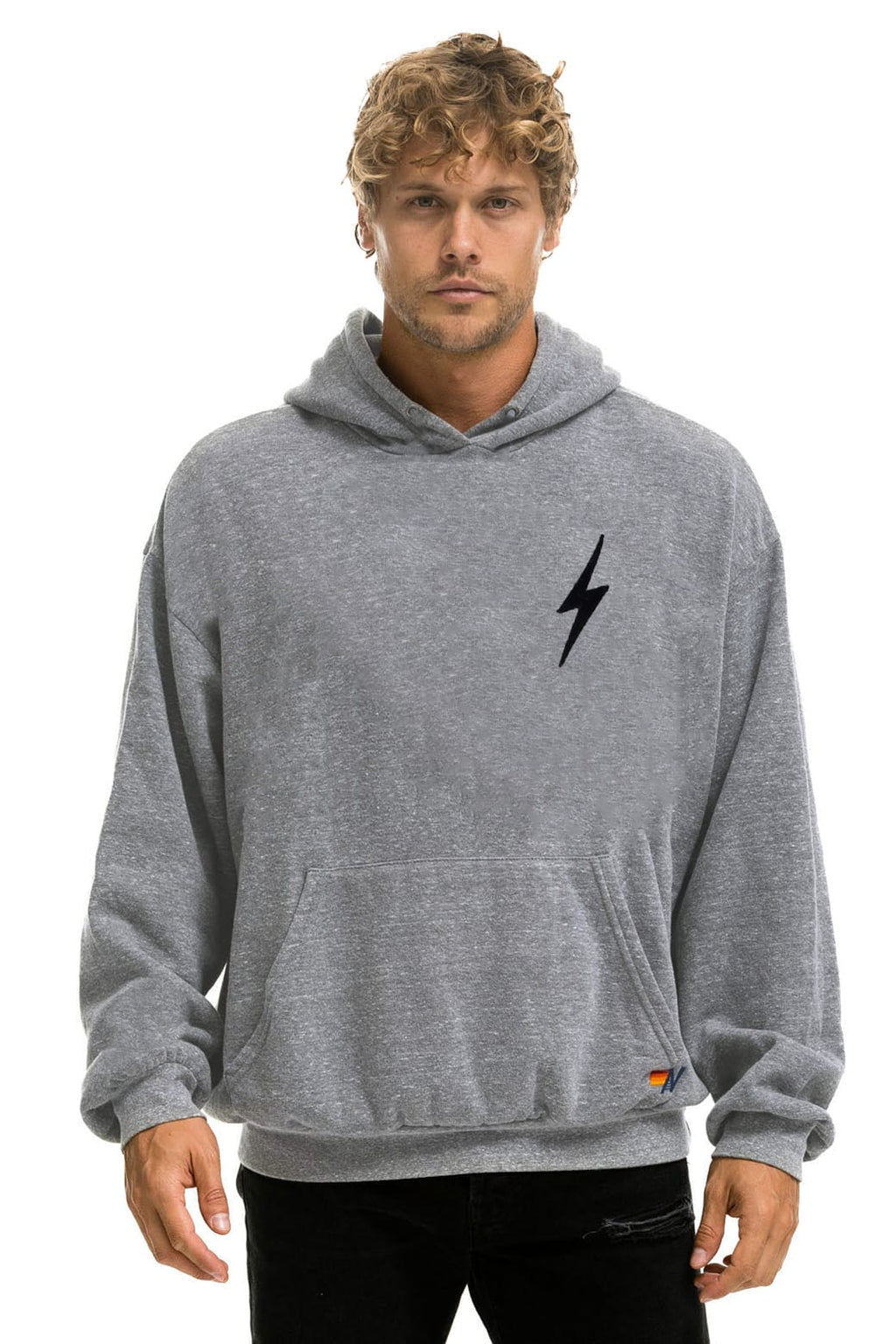 BOLT STITCH RELAXED PULLOVER HOODIE - HEATHER GREY