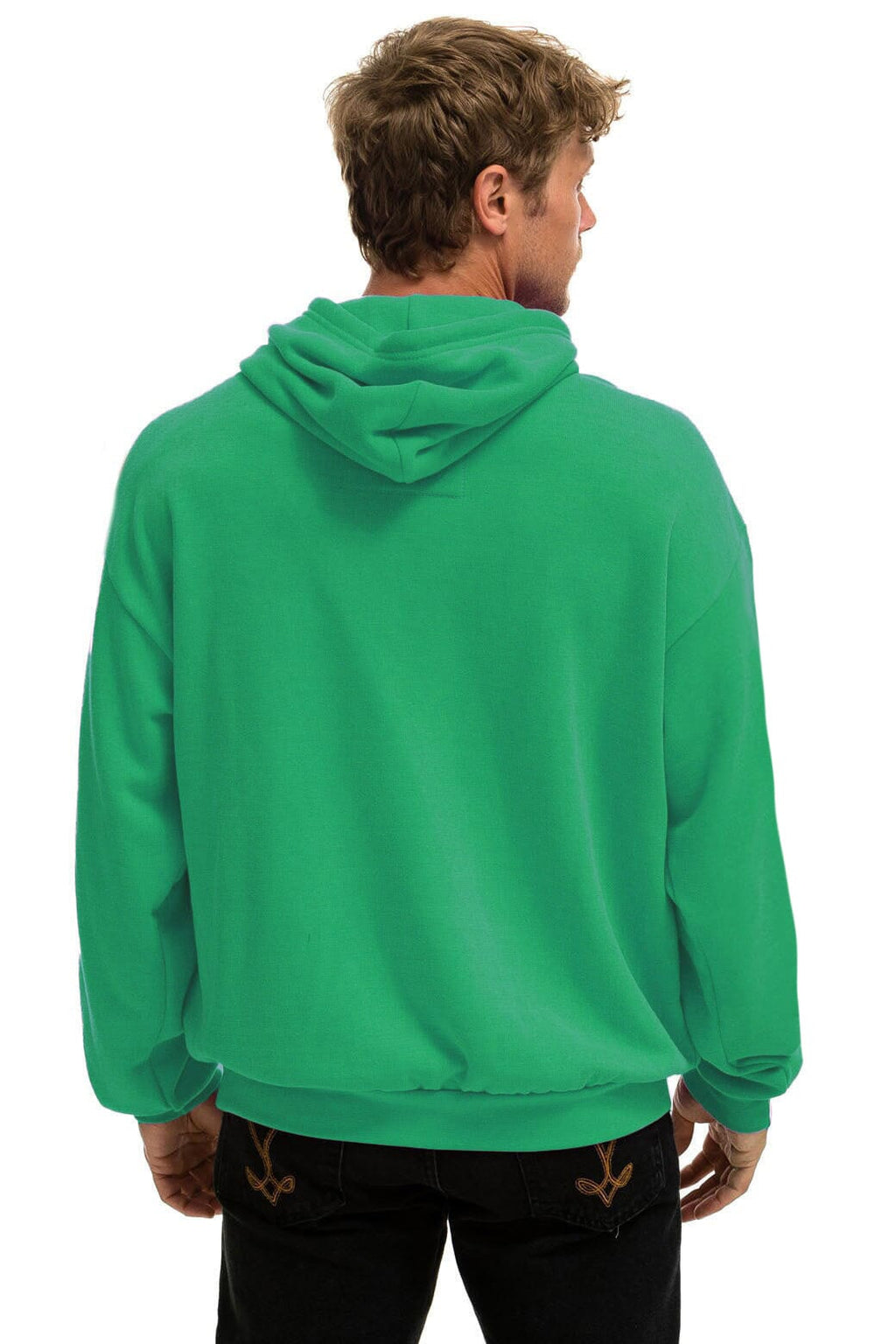 BOLT STITCH RELAXED PULLOVER HOODIE - KELLY GREEN WHITE