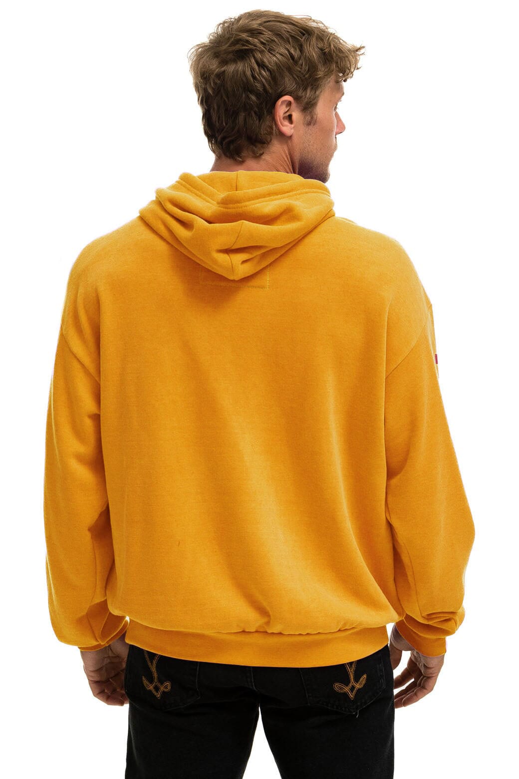 BOLT STITCH RELAXED PULLOVER HOODIE - VINTAGE GOLD WHITE