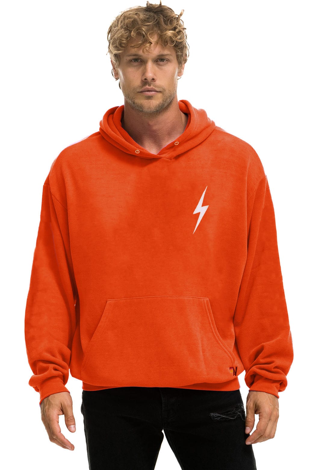 BOLT STITCH RELAXED PULLOVER HOODIE - VINTAGE ORANGE WHITE