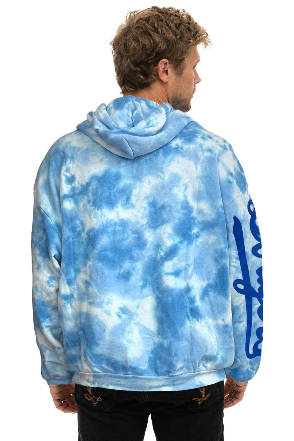LOS ANGELES DODGERS HAND DYED RELAXED PULLOVER HOODIE - TIE DYE BLUE