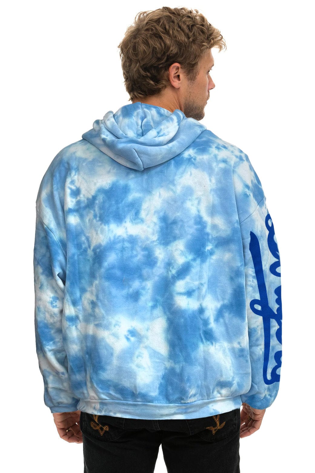 LOS ANGELES DODGERS HAND DYED RELAXED PULLOVER HOODIE - TIE DYE BLUE