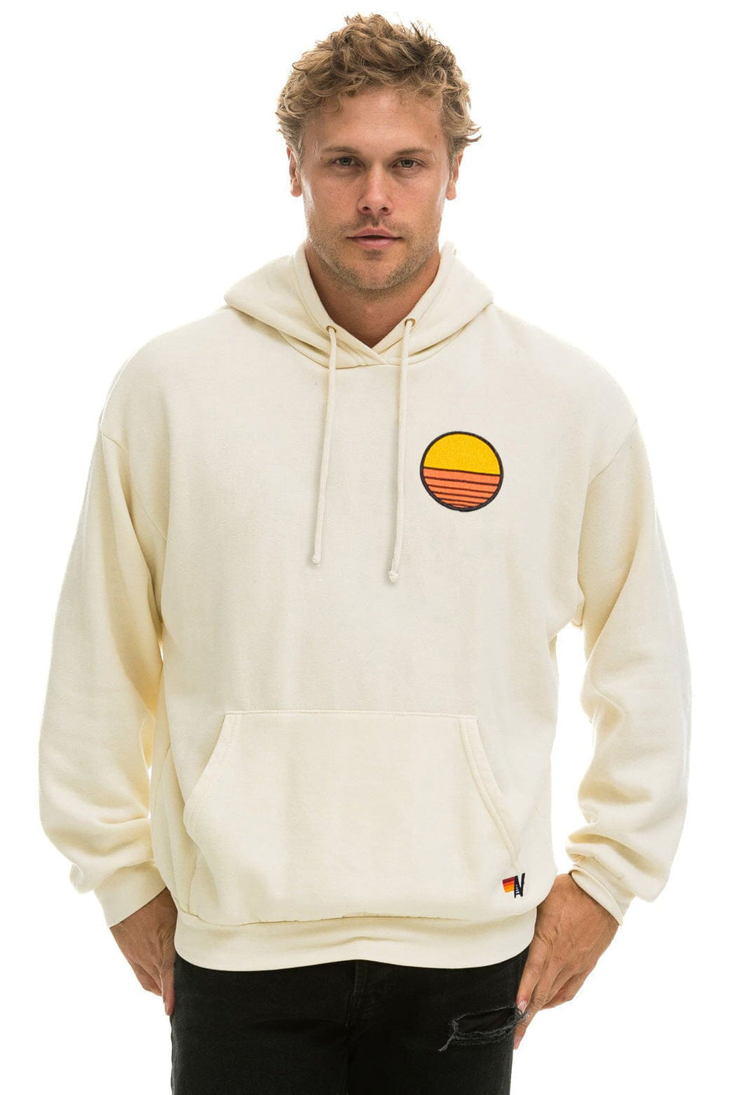 SUNSET PATCH PULLOVER RELAXED HOODIE - VINTAGE WHITE