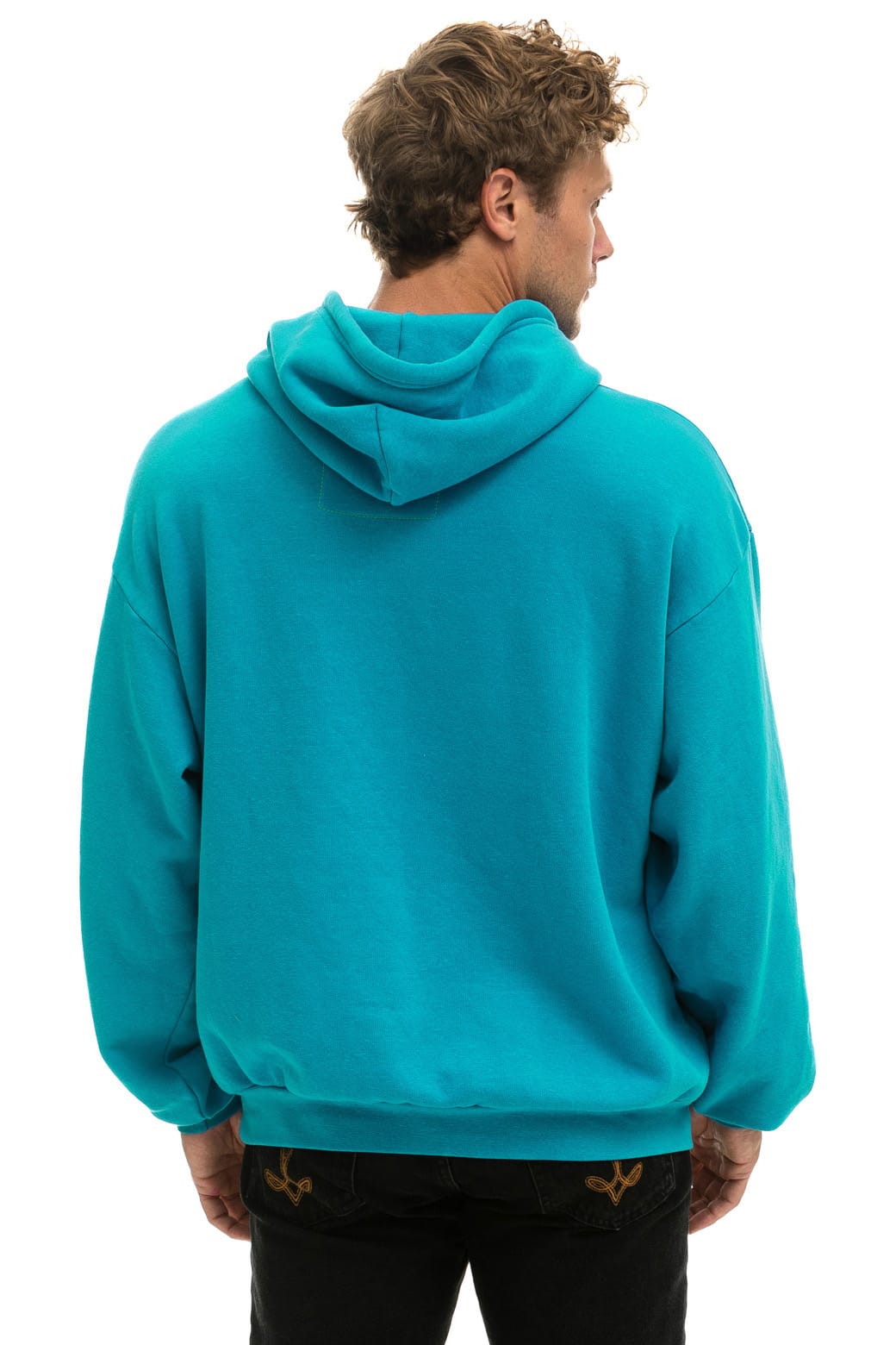 WAVE STRIPE 4 PULLOVER HOODIE RELAXED - TEAL GREEN