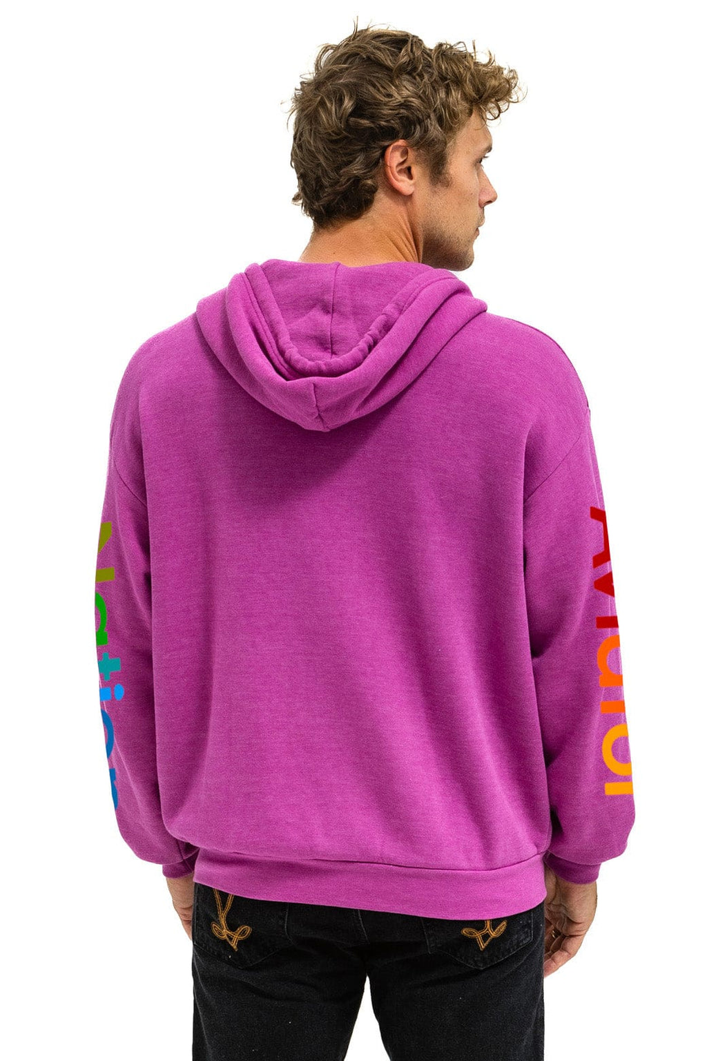 AVIATOR NATION AUSTIN RELAXED ZIP HOODIE - MAGENTA