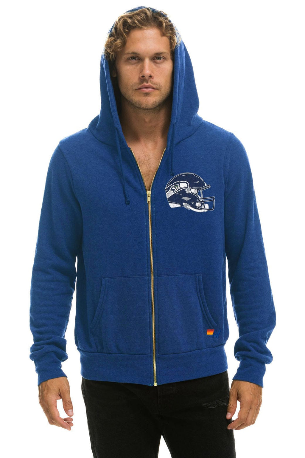 SEATTLE SEAHAWKS HELMET ZIP HOODIE - ROYAL