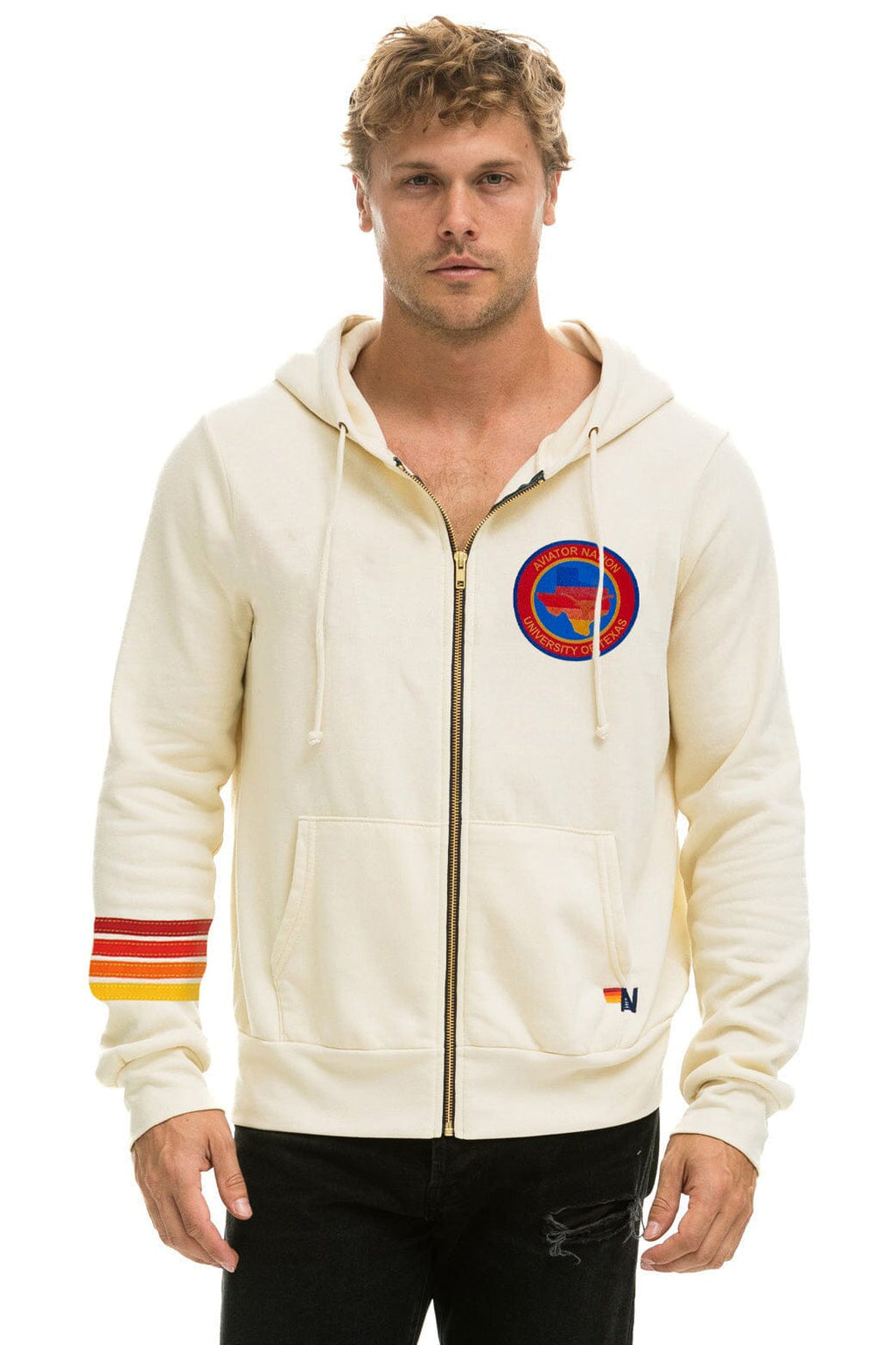 UNIVERSITY OF TEXAS CIRCLE HOOK EM ZIP HOODIE - VINTAGE WHITE