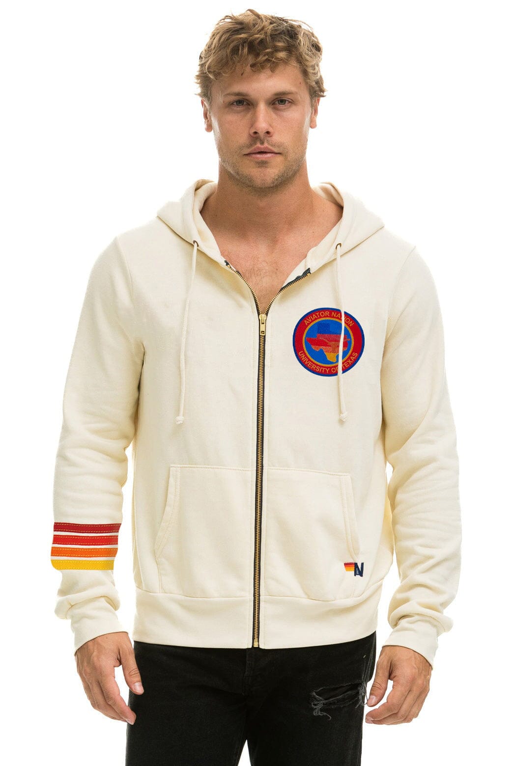 UNIVERSITY OF TEXAS CIRCLE HOOK EM ZIP HOODIE - VINTAGE WHITE