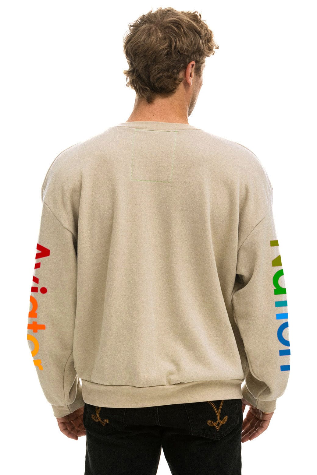 AVIATOR NATION HAMPTONS RELAXED CREW SWEATSHIRT - SAND
