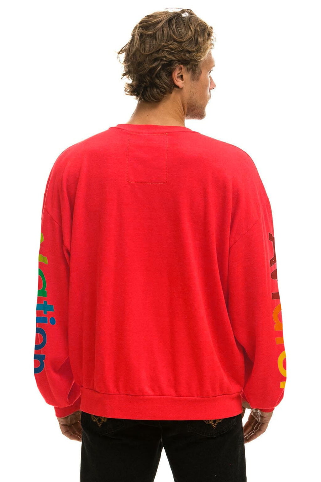 AVIATOR NATION RELAXED VENICE CREW SWEATSHIRT - RED