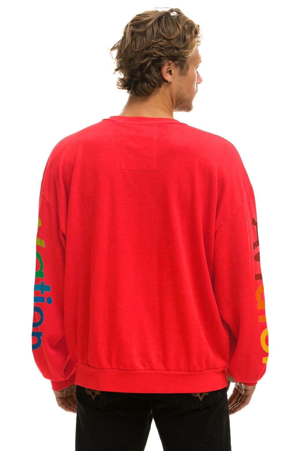 AVIATOR NATION RELAXED VENICE CREW SWEATSHIRT - RED