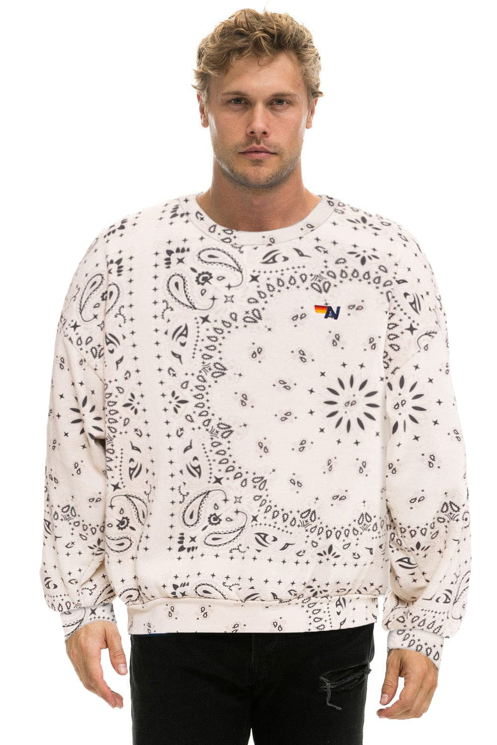 BANDANA RELAXED CREW SWEATSHIRT - VINTAGE WHITE