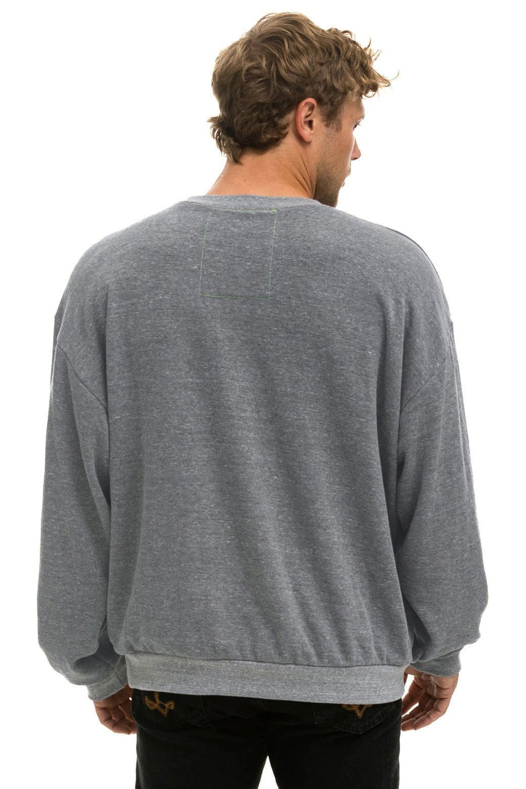 BOLT FADE RELAXED CREW SWEATSHIRT - HEATHER GREY PINK PURPLE