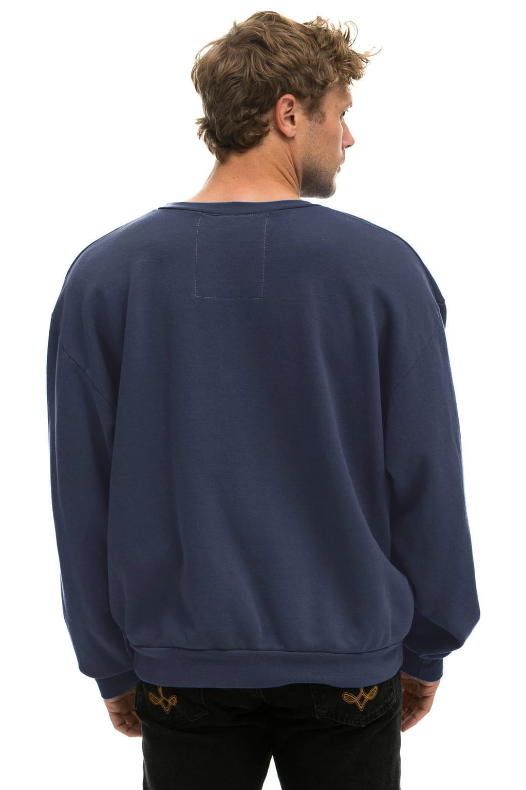 BOLT FADE RELAXED CREW SWEATSHIRT - NAVY PINK PURPLE