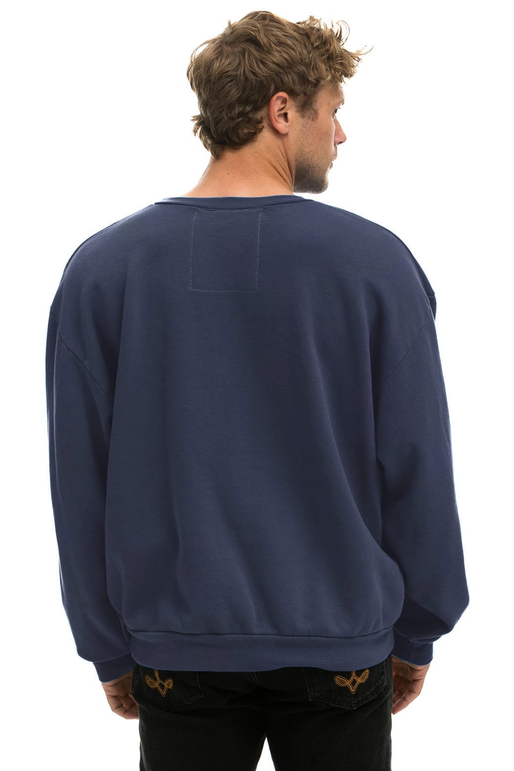 BOLT FADE RELAXED CREW SWEATSHIRT - NAVY PINK PURPLE