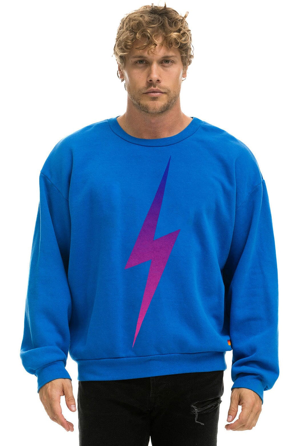 BOLT FADE RELAXED CREW SWEATSHIRT - OCEAN PINK PURPLE
