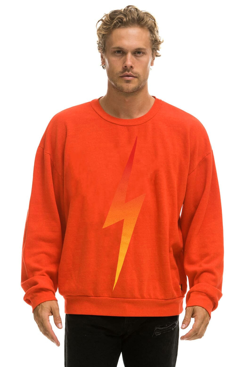 BOLT FADE RELAXED CREW SWEATSHIRT - VINTAGE ORANGE RED YELLOW