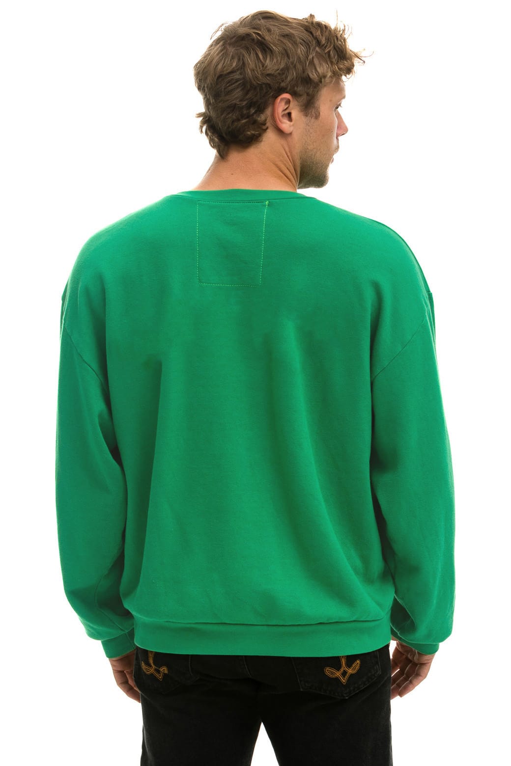 BOLT STITCH RELAXED CREW SWEATSHIRT - KELLY GREEN WHITE