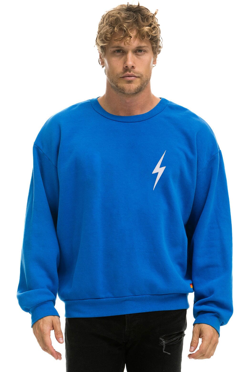 BOLT STITCH RELAXED CREW SWEATSHIRT - OCEAN WHITE