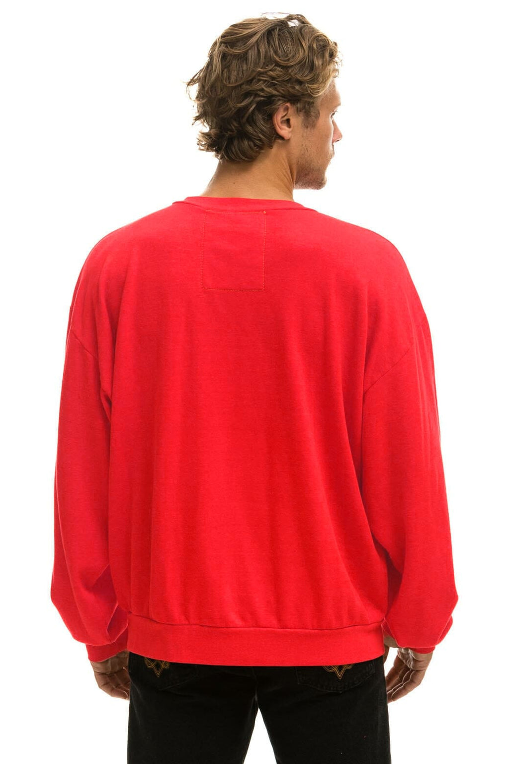BOLT STITCH RELAXED CREW SWEATSHIRT - RED WHITE