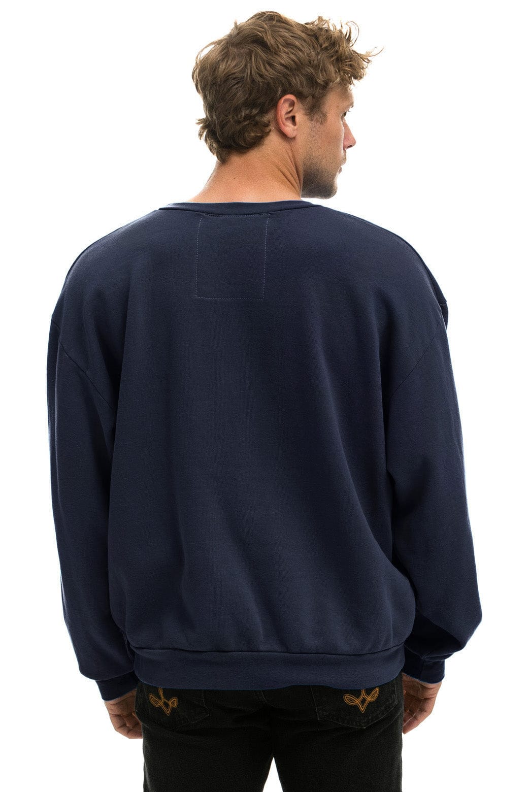 LOGO RELAXED CREW SWEATSHIRT - NAVY
