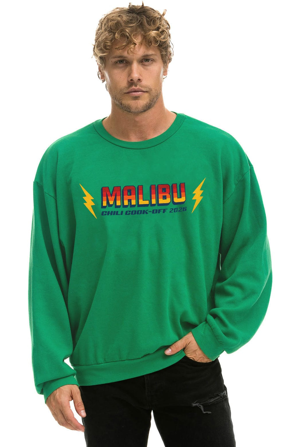 MALIBU CHILI COOK-OFF 2026 RELAXED CREW SWEATSHIRT - KELLY GREEN