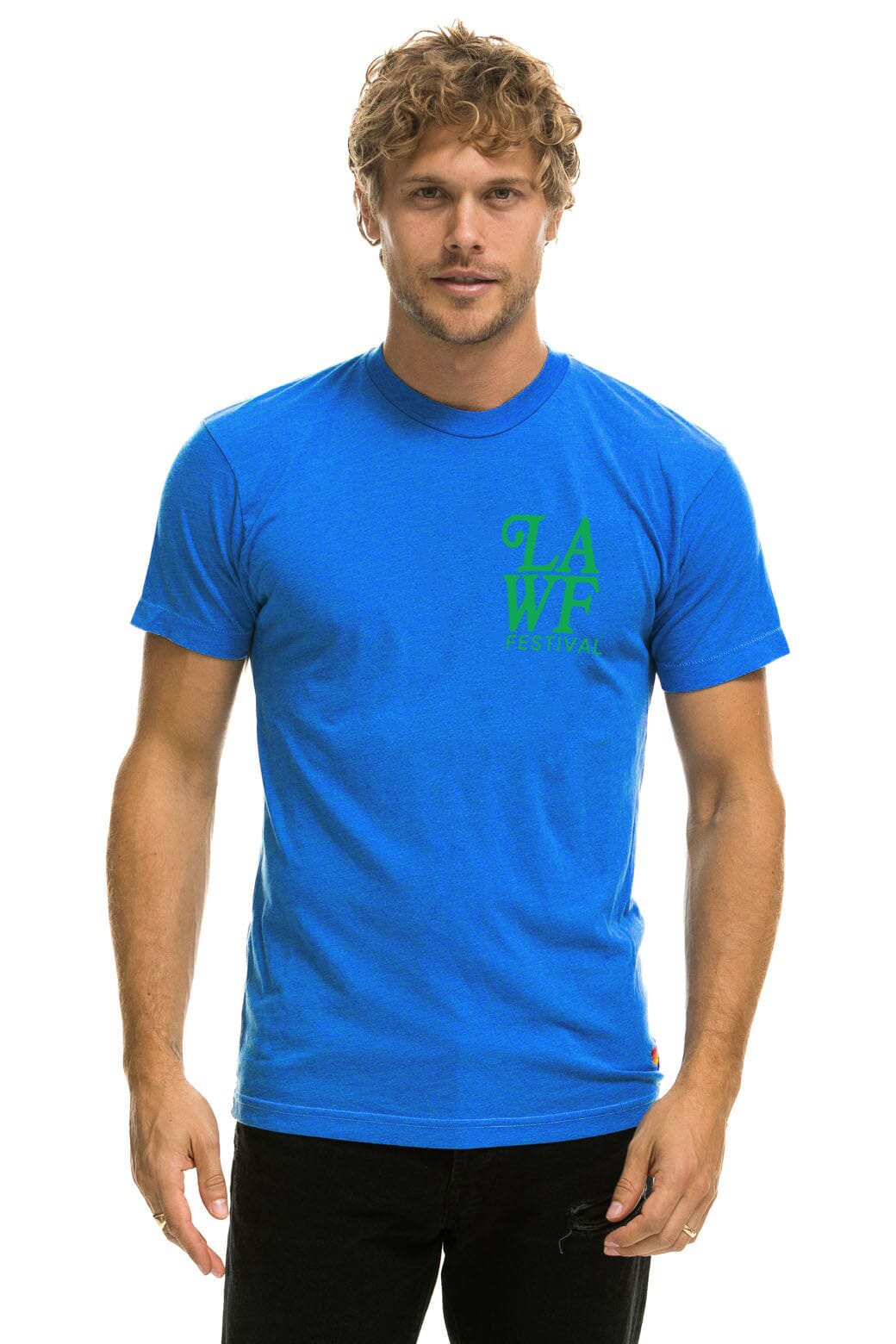 LOS ANGELES WINE & FOOD 2025 CREW TEE SHIRT - ADVENTURE BLUE
