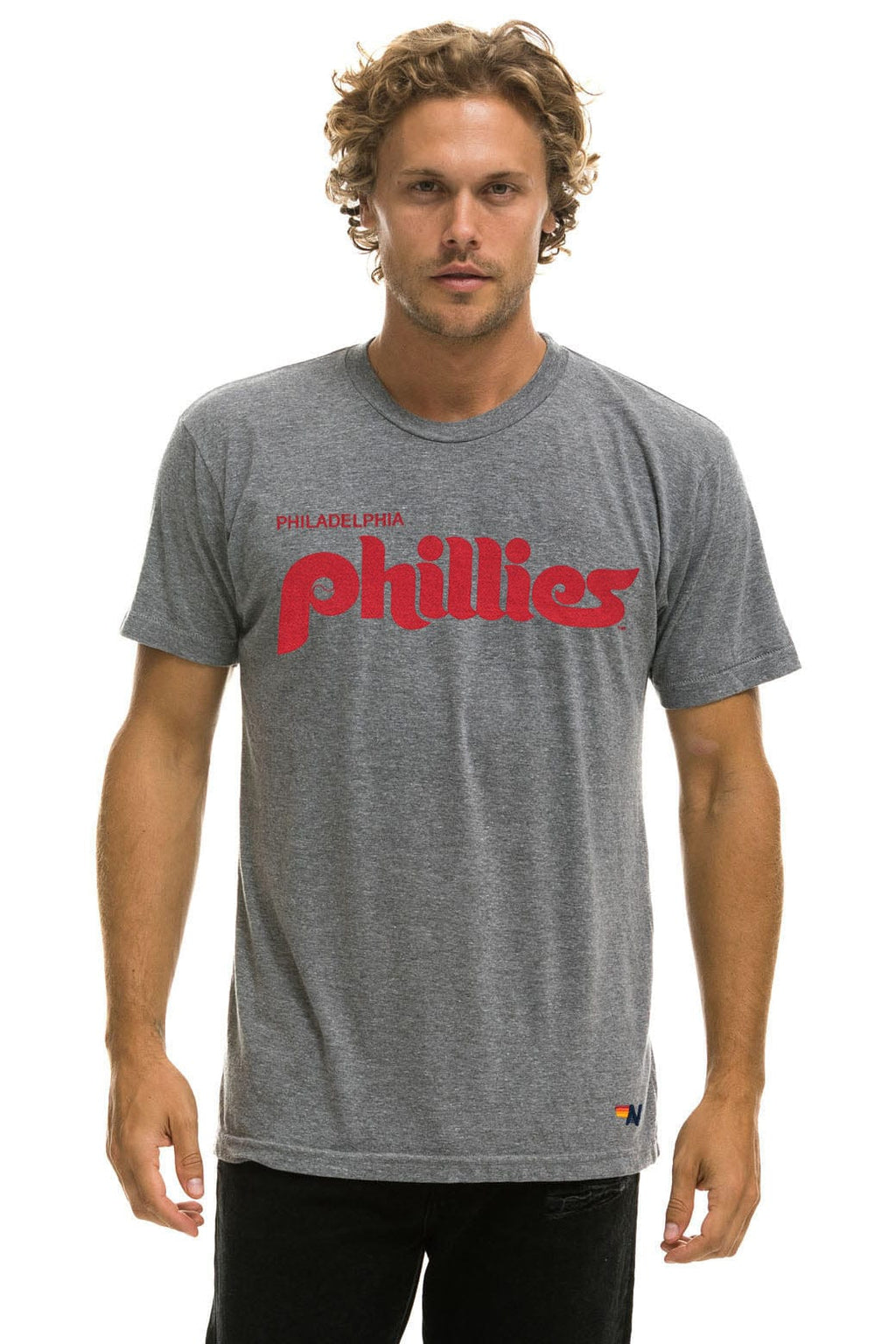 PHILLIES BOLT CREW TEE - HEATHER GREY