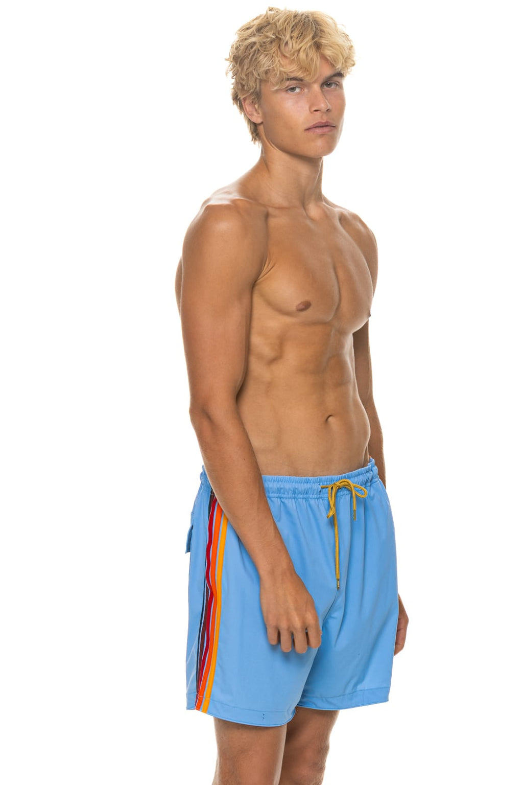 MENS 5 STRIPE FLEX SHORTS - SKY