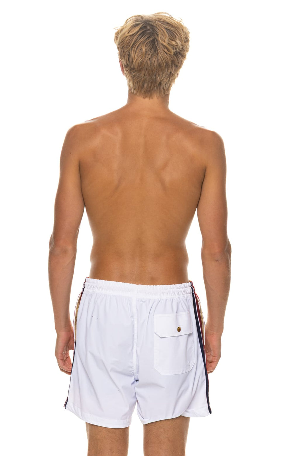 MENS 5 STRIPE FLEX SHORTS - WHITE