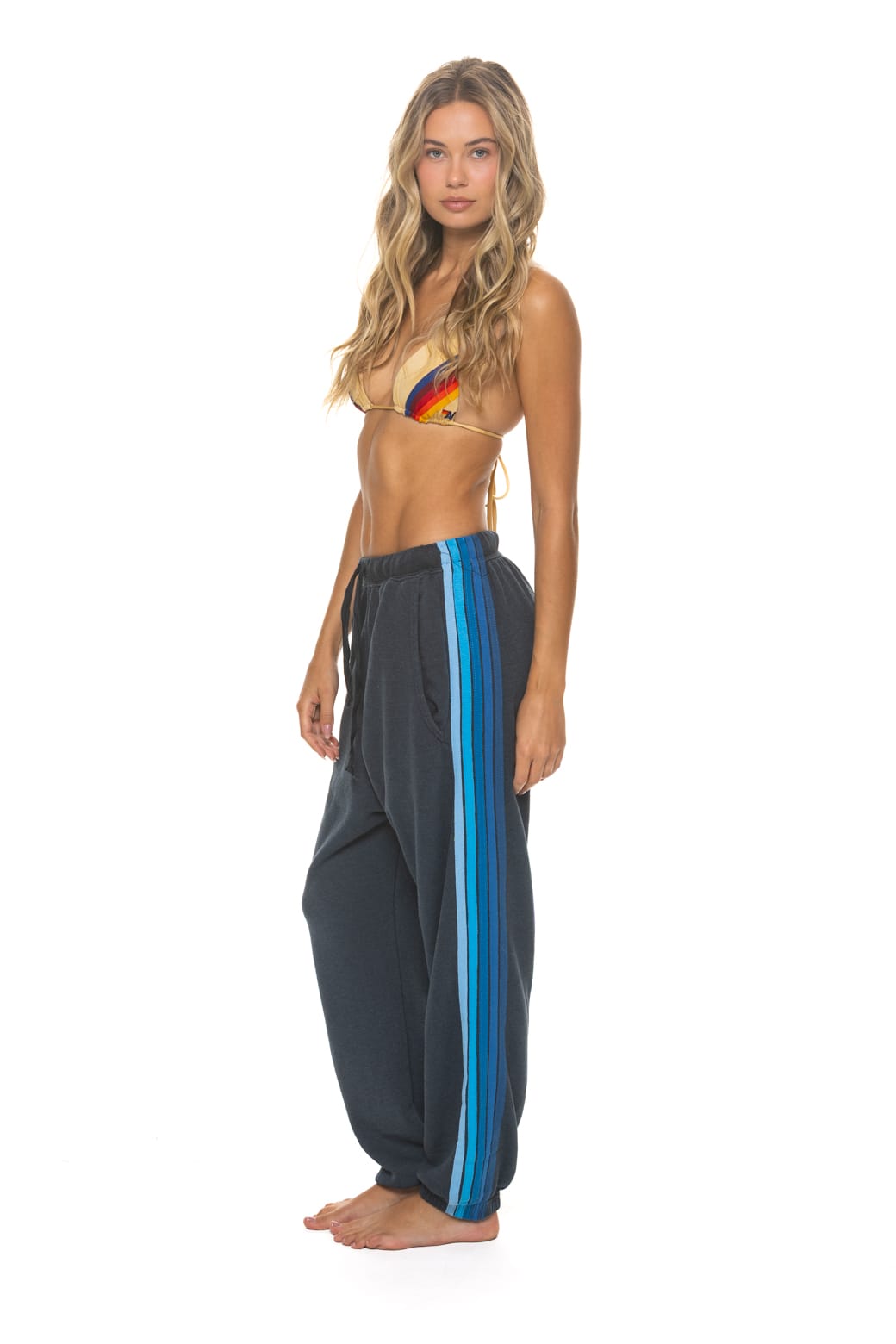 5 STRIPE SWEATPANTS - CHARCOAL BLUE
