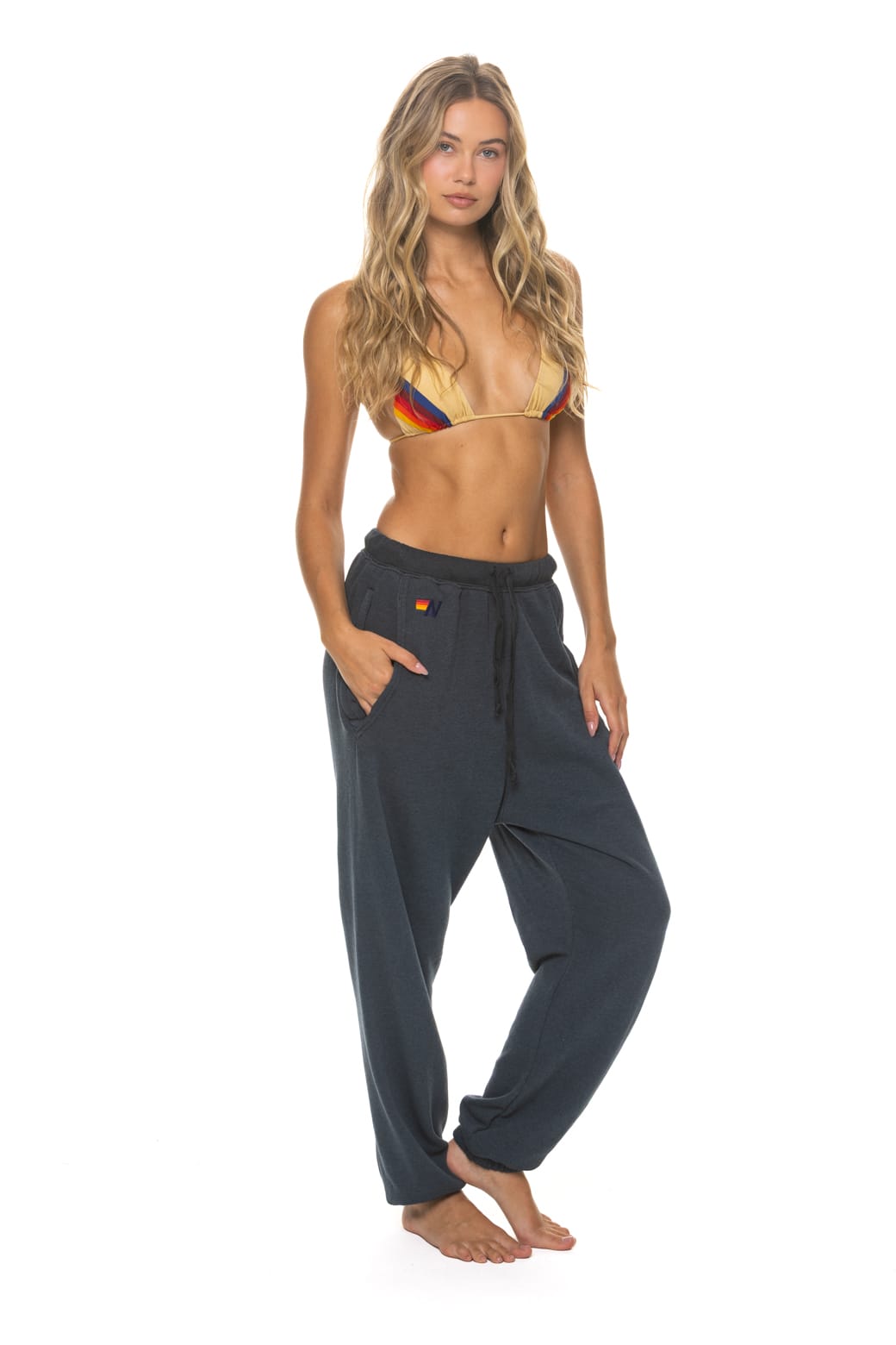 5 STRIPE SWEATPANTS - CHARCOAL BLUE