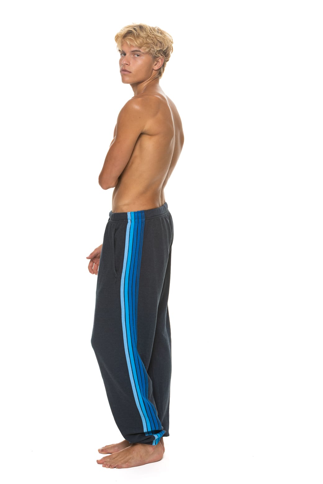 5 STRIPE SWEATPANTS - CHARCOAL BLUE