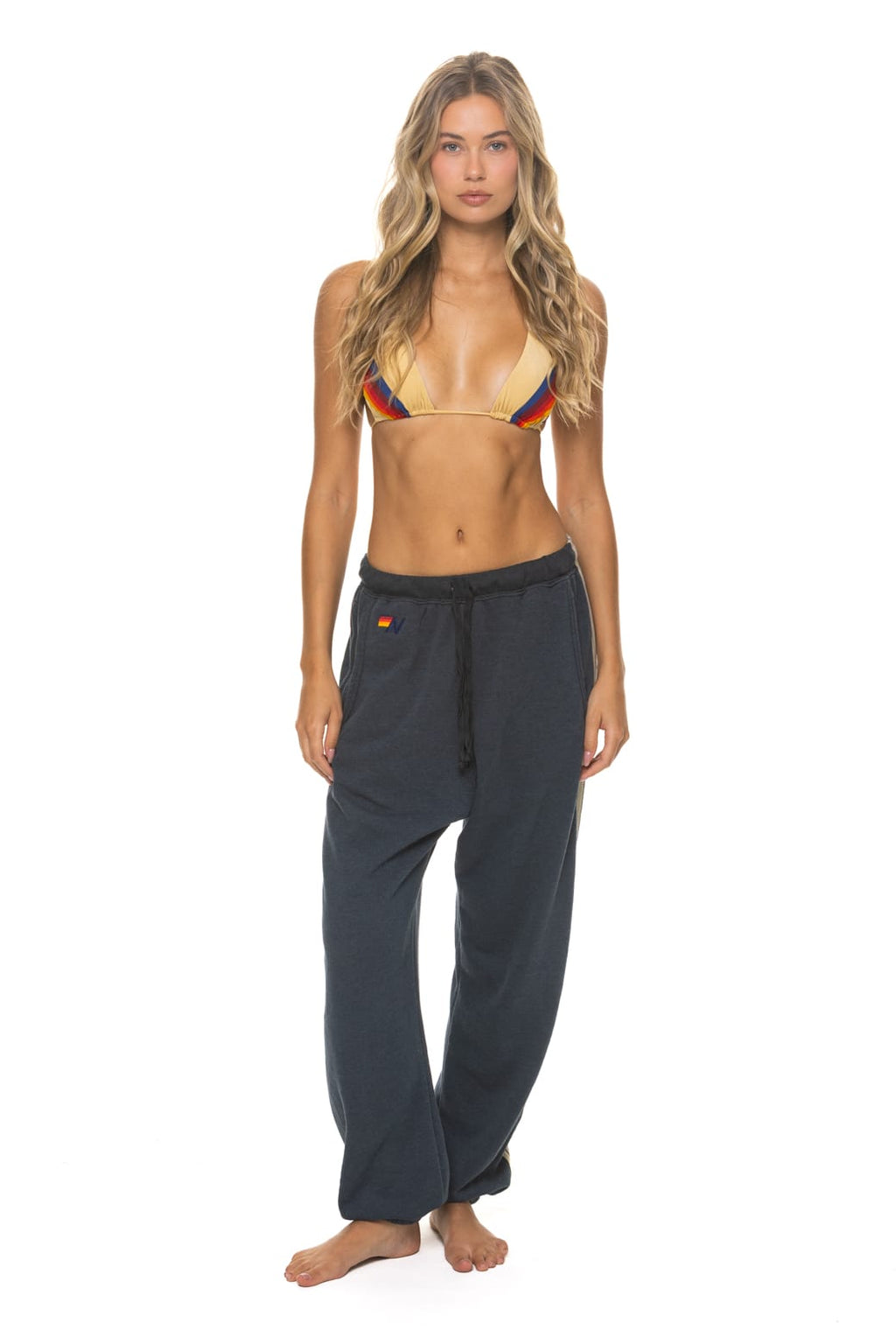 5 STRIPE SWEATPANTS - CHARCOAL GREY