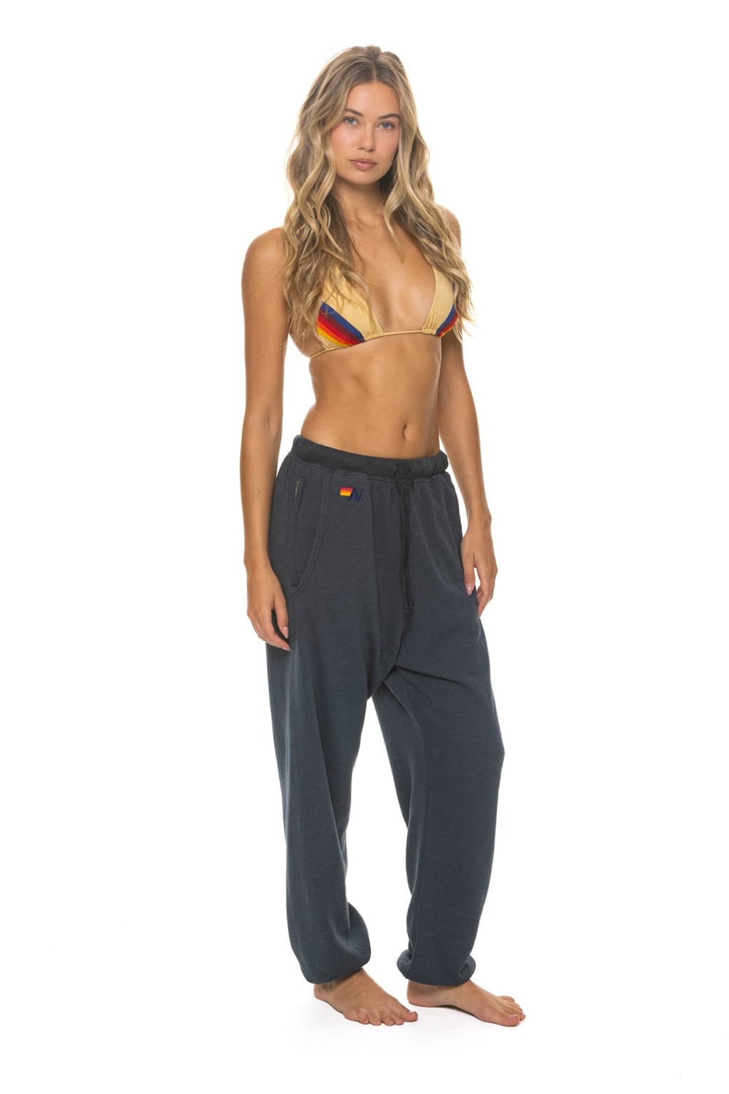 5 STRIPE SWEATPANTS - CHARCOAL GREY