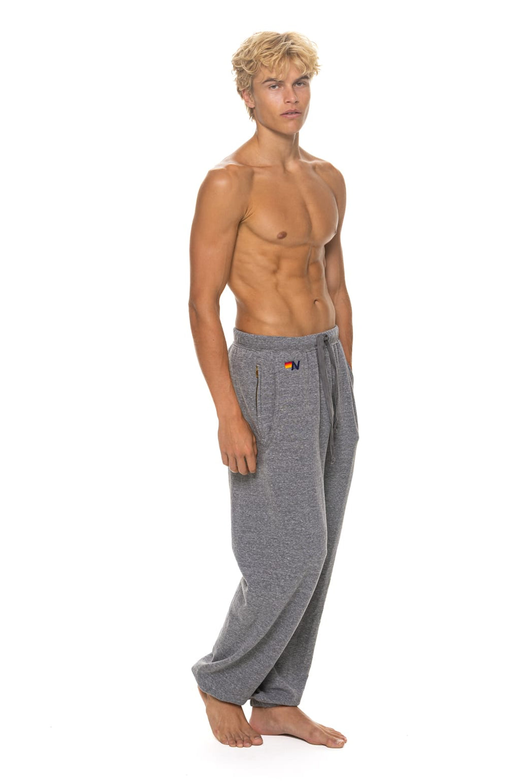 5 STRIPE SWEATPANTS - HEATHER GREY BLUE