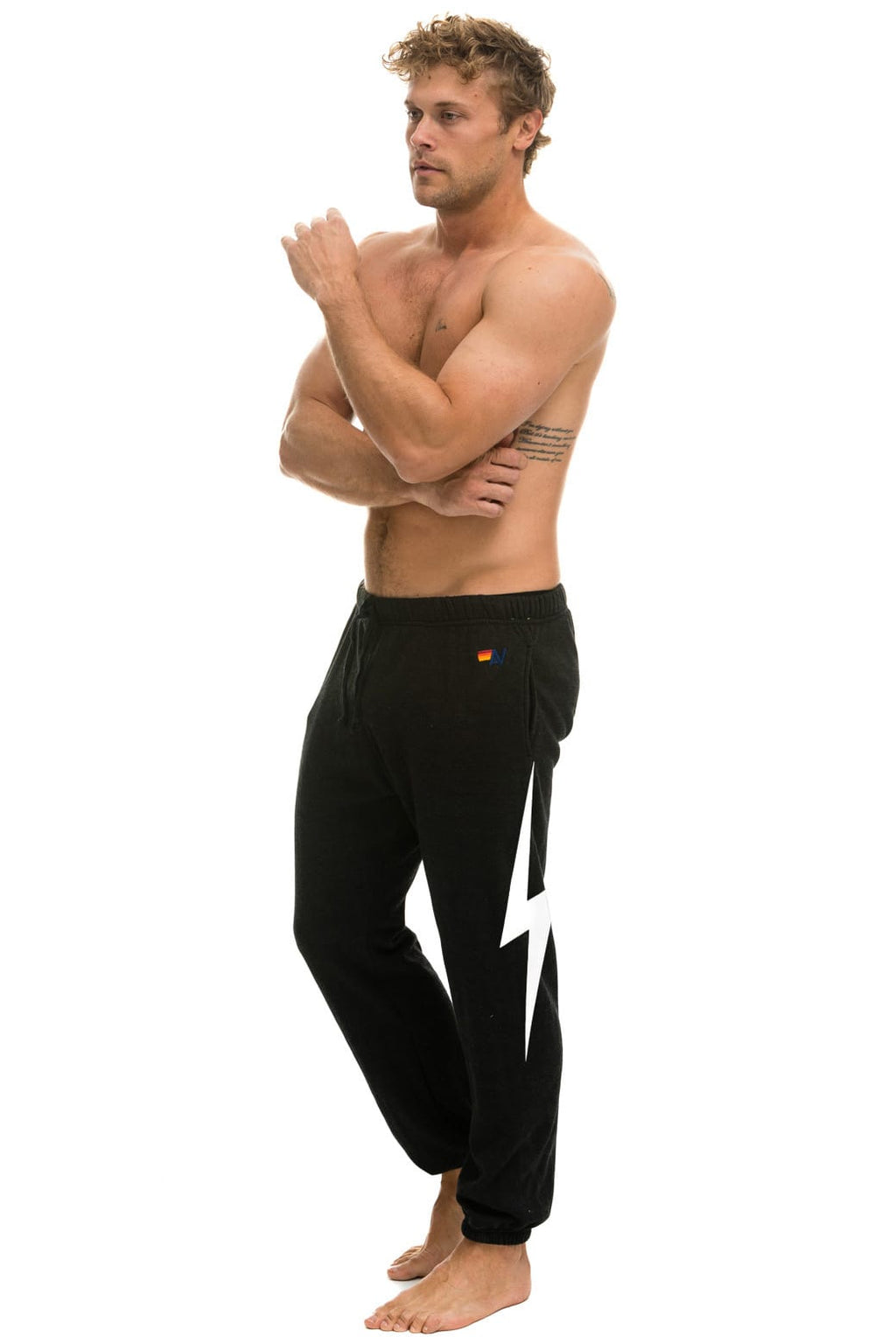 BOLT PRINT SWEATPANTS - BLACK WHITE