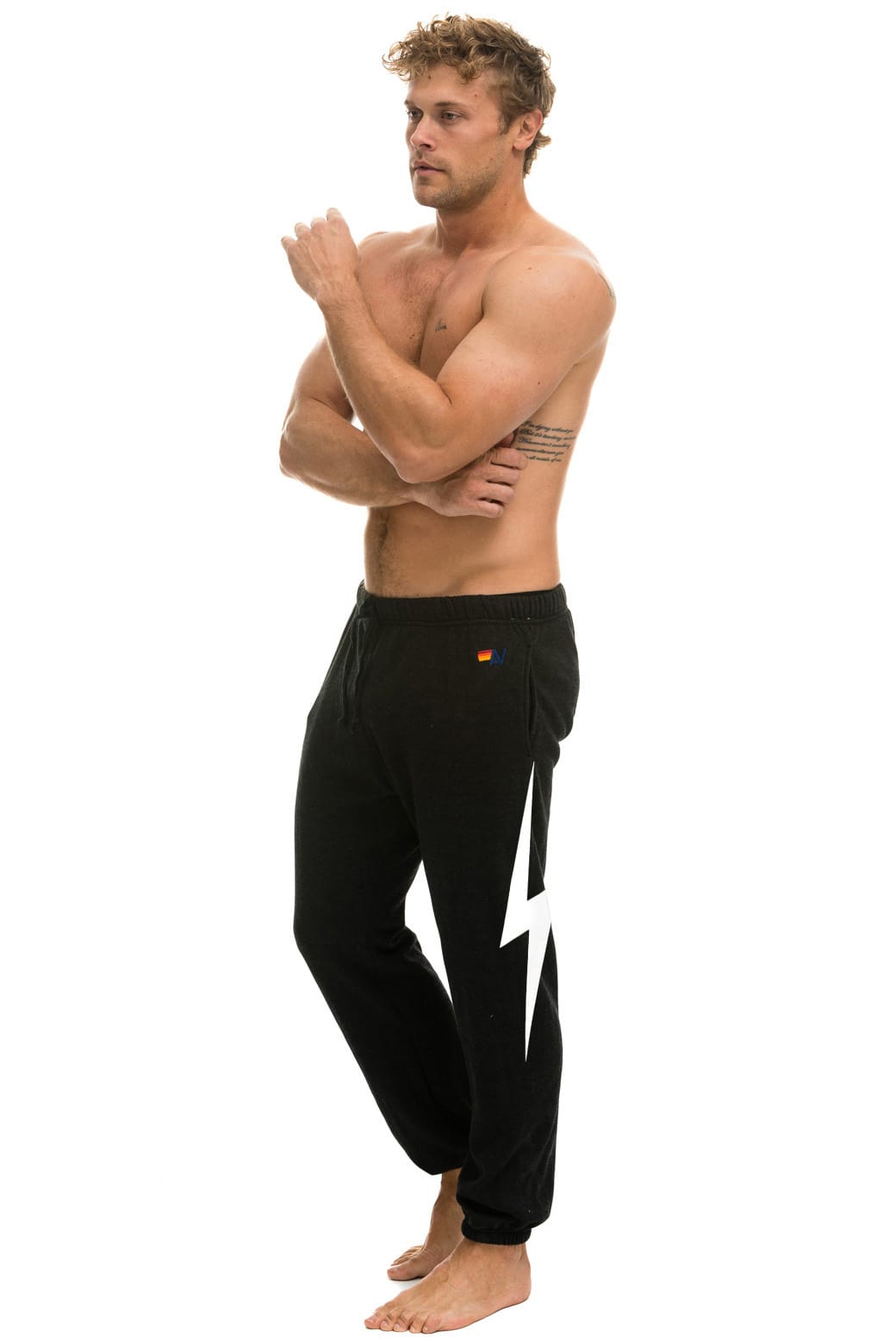BOLT PRINT SWEATPANTS - BLACK WHITE