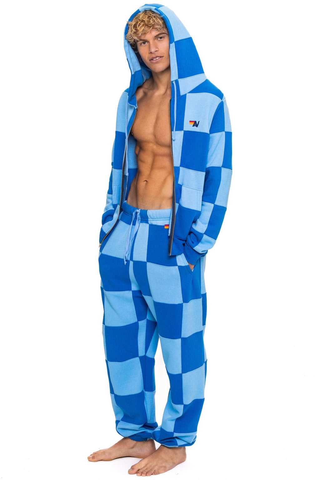 CHECK QUILTED SWEATPANTS - SKY ADVENTURE BLUE