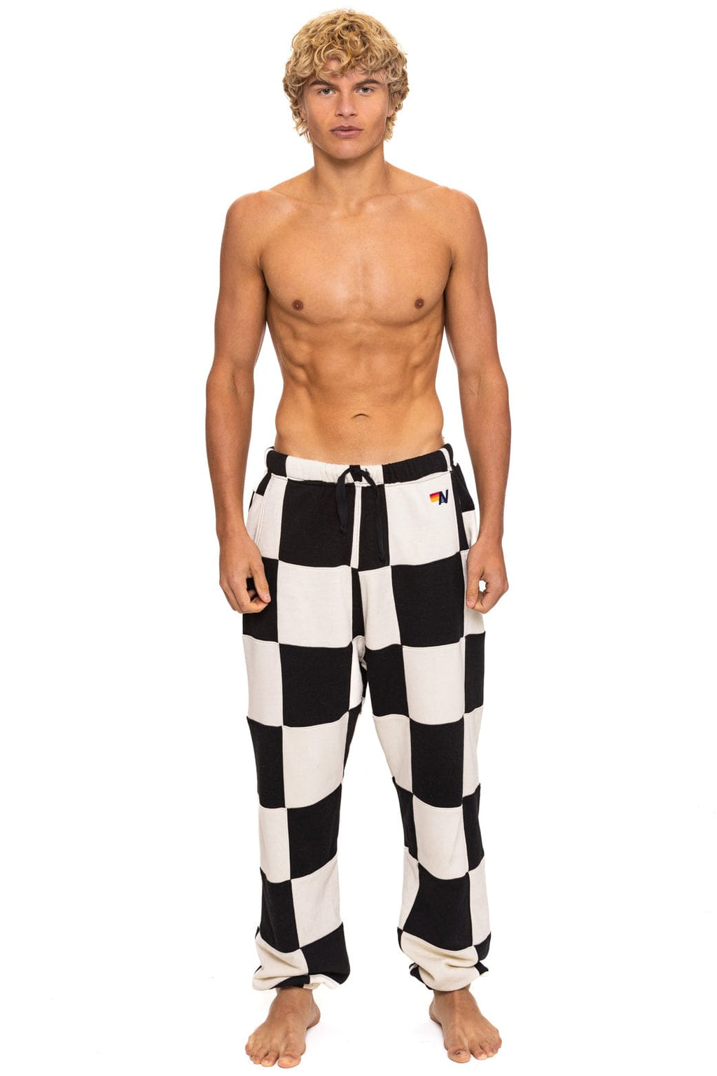 CHECK QUILTED SWEATPANTS - VINTAGE WHITE BLACK