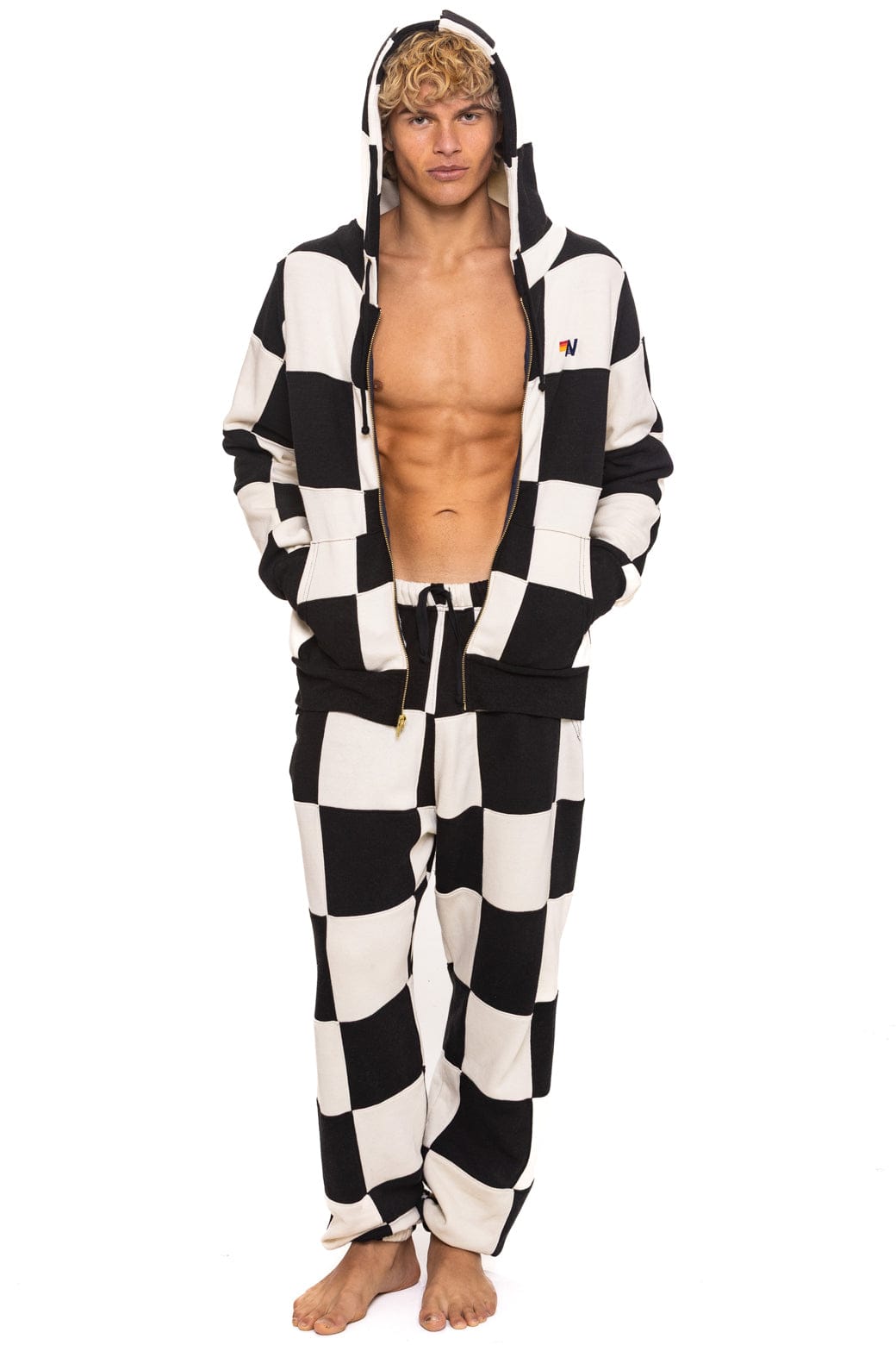 CHECK QUILTED SWEATPANTS - VINTAGE WHITE BLACK