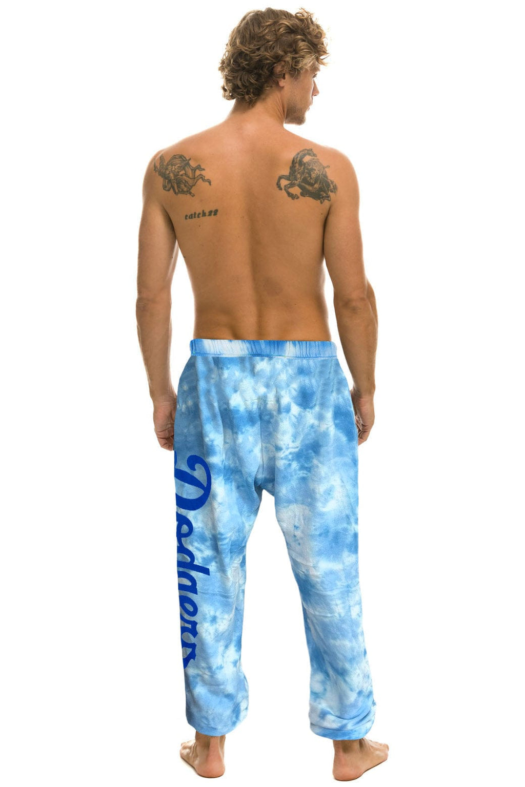 LOS ANGELES DODGERS HAND DYED SWEATPANTS - TIE DYE BLUE